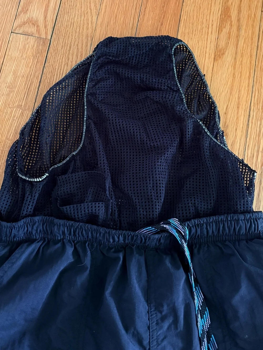 Vintage Speedo Black Swim Trunks Size M Mesh Lined Drawstring